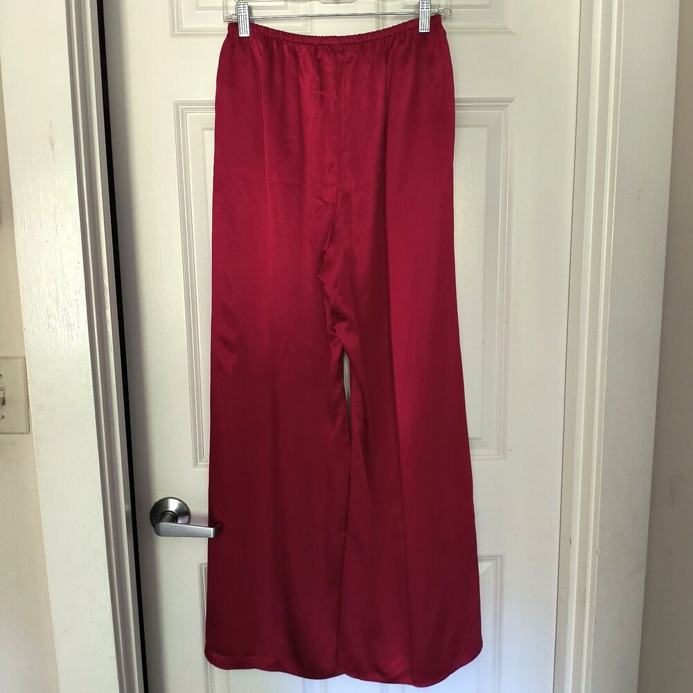 J. Crew Cosmo Satin Pants Women S Red Wide Leg Evening Holiday Party Gala Lounge - Picture 3 of 13